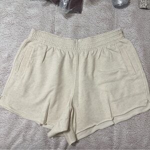 cream aerie sweatshorts
